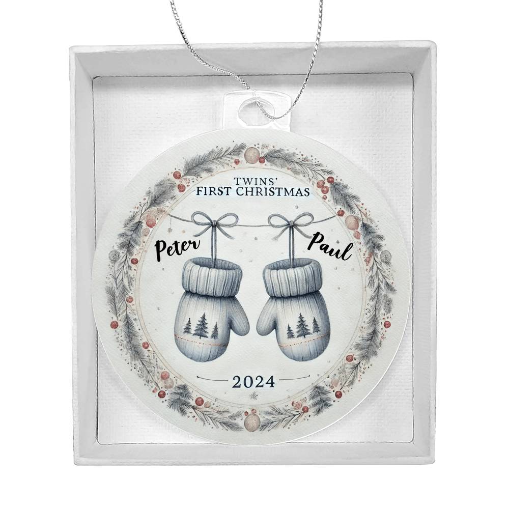 Personalized Gift For Twin Boys First Christmas Custom Ornament for Newborn Babies With Their Names Year Holiday Tree Decor Keepsake Family