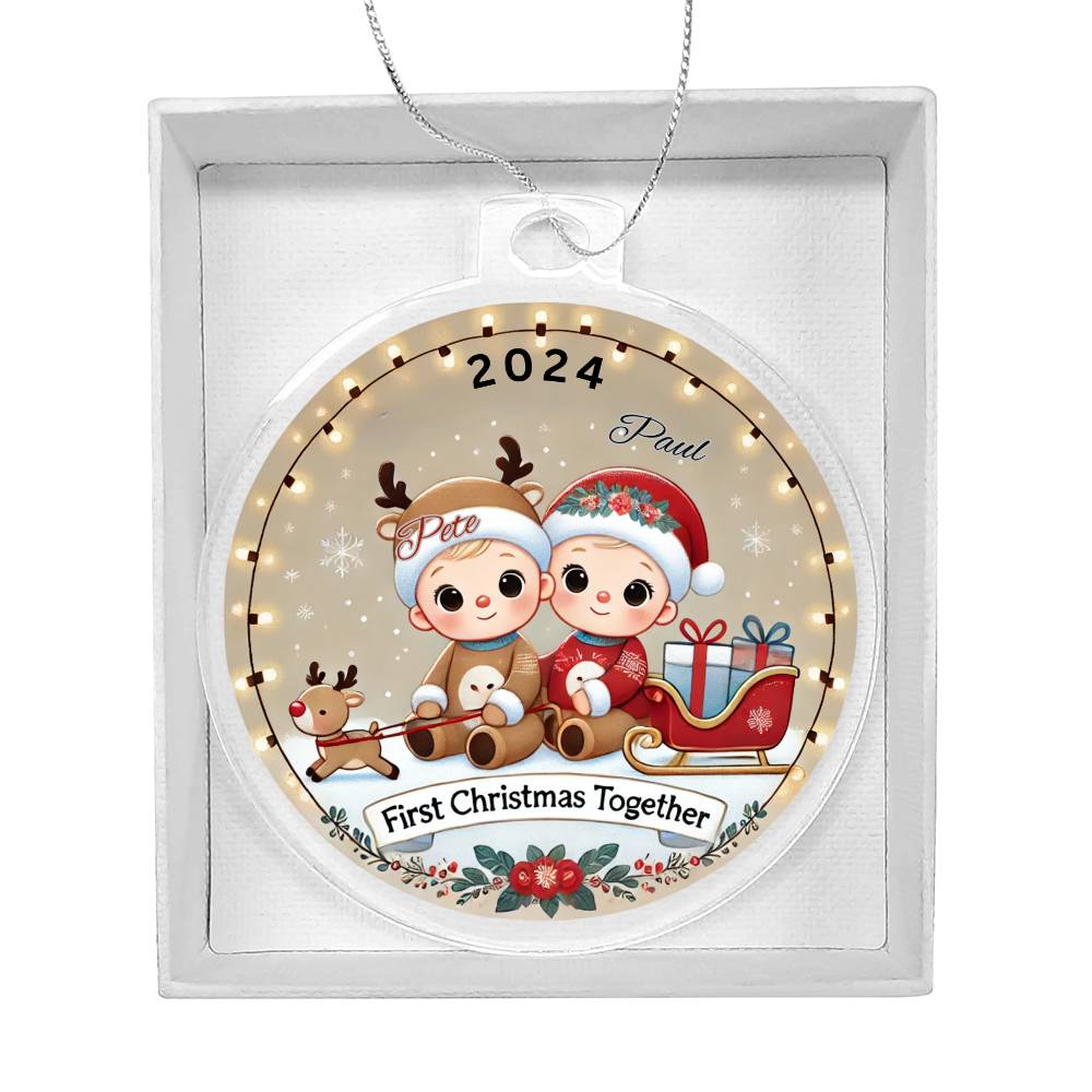 Personalized Gift For Twin Boys First Christmas Custom Ornament for Newborn Babies With Their Names