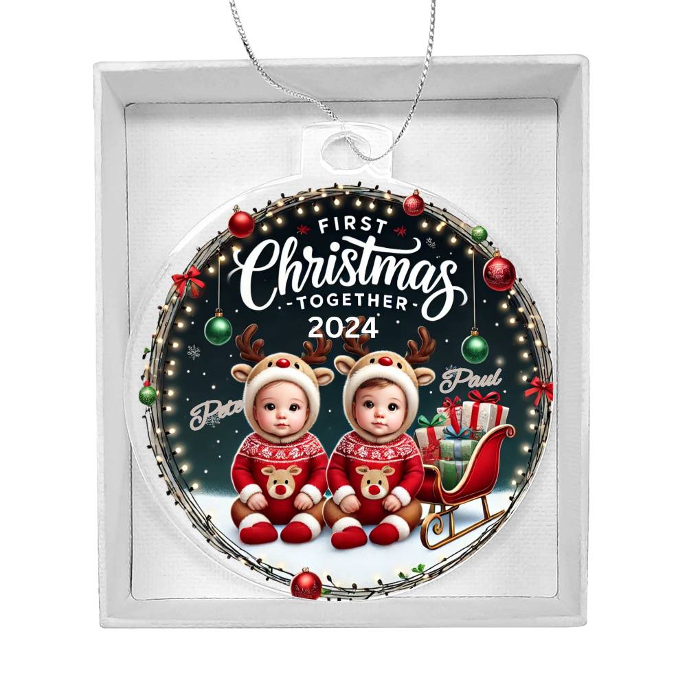 Personalized Gift For Twin Boys First Christmas Custom Ornament for Newborn Babies With Their Names