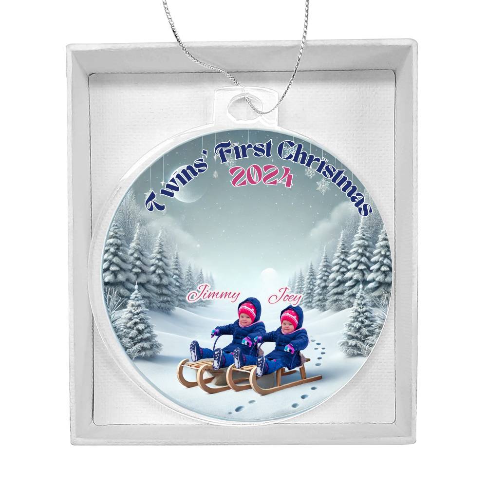 Personalized Gift For Twin Boys Sons First Christmas Custom Ornament for Newborn Babies With Their Names Year Holiday Tree Decor Keepsake Family