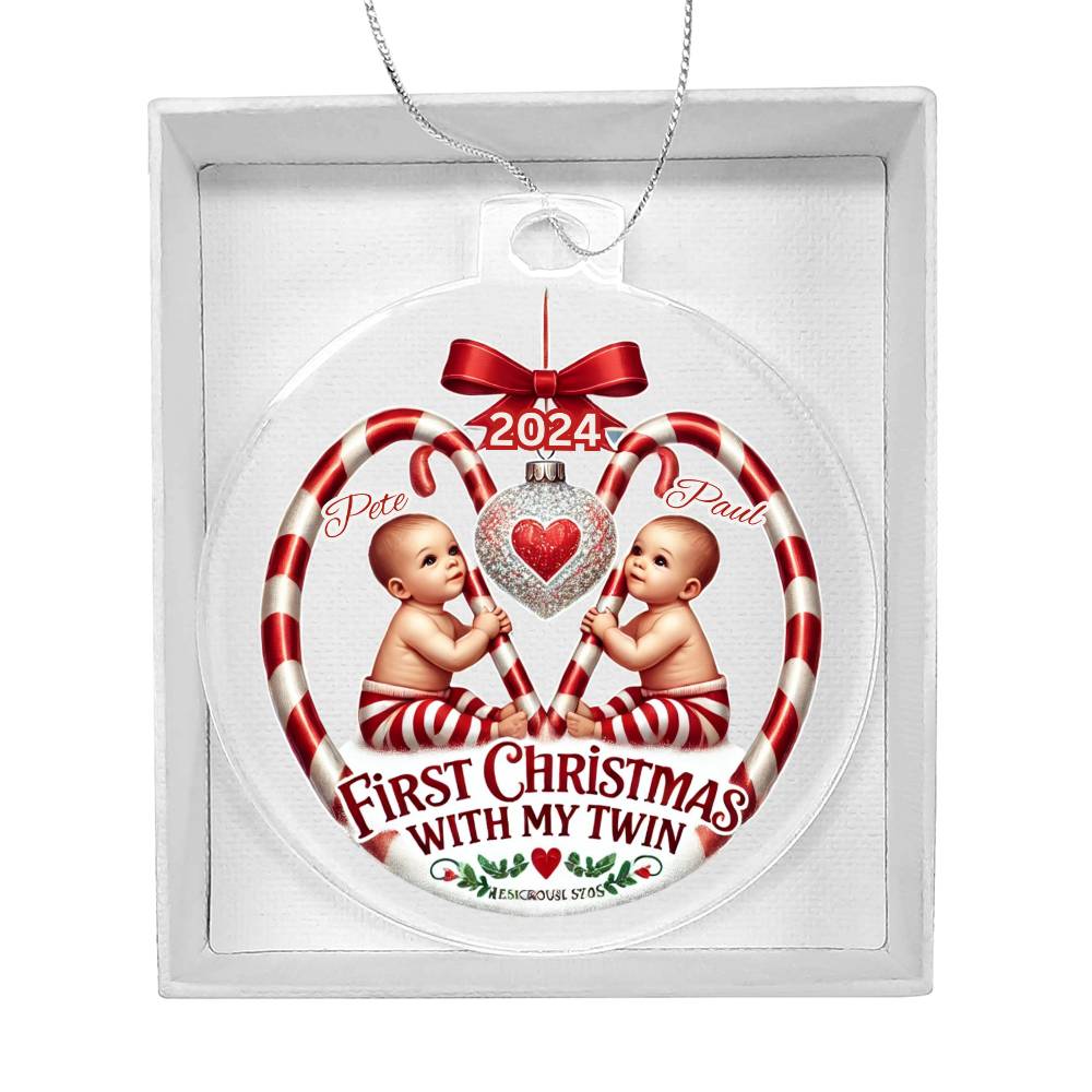 Personalized Gift For Twin Boys Sons First Christmas Custom Ornament for Newborn Babies With Their Names