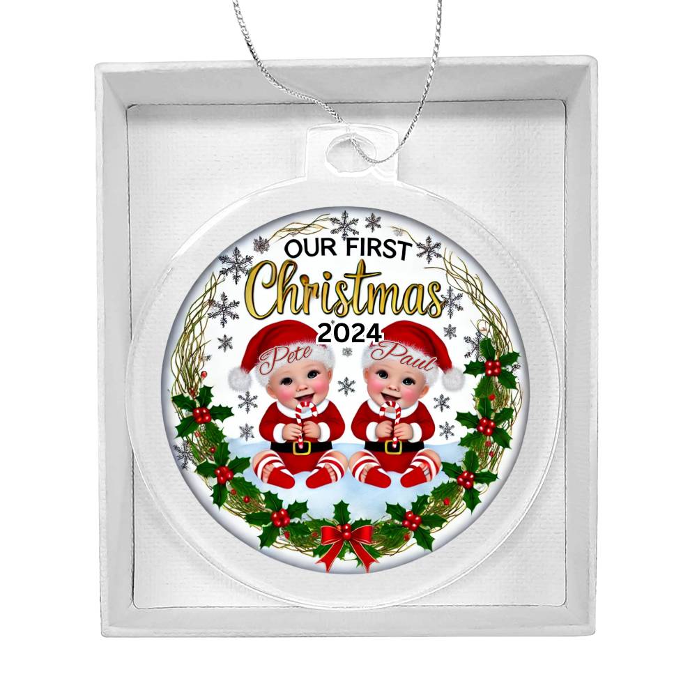 Personalized Gift For Twin Boys First Christmas Custom Ornament for Newborn Babies With Their Names