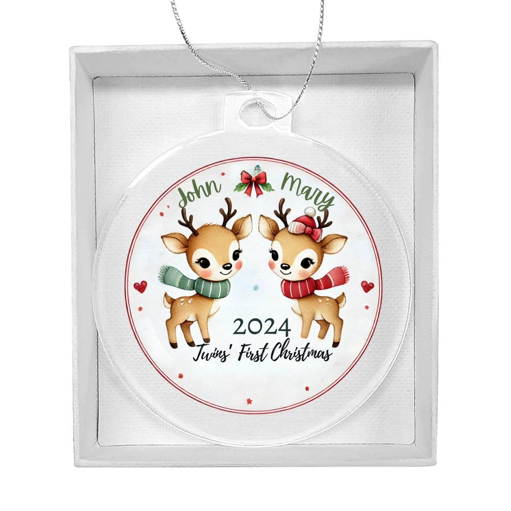 Personalized Gift For Twin Boys First Christmas Custom Ornament for Newborn Babies With Their Names