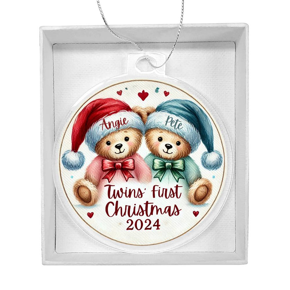 Personalized Gift For Twin Boys First Christmas Custom Ornament for Newborn Babies With Their Names Year Holiday Tree Decor Keepsake Family