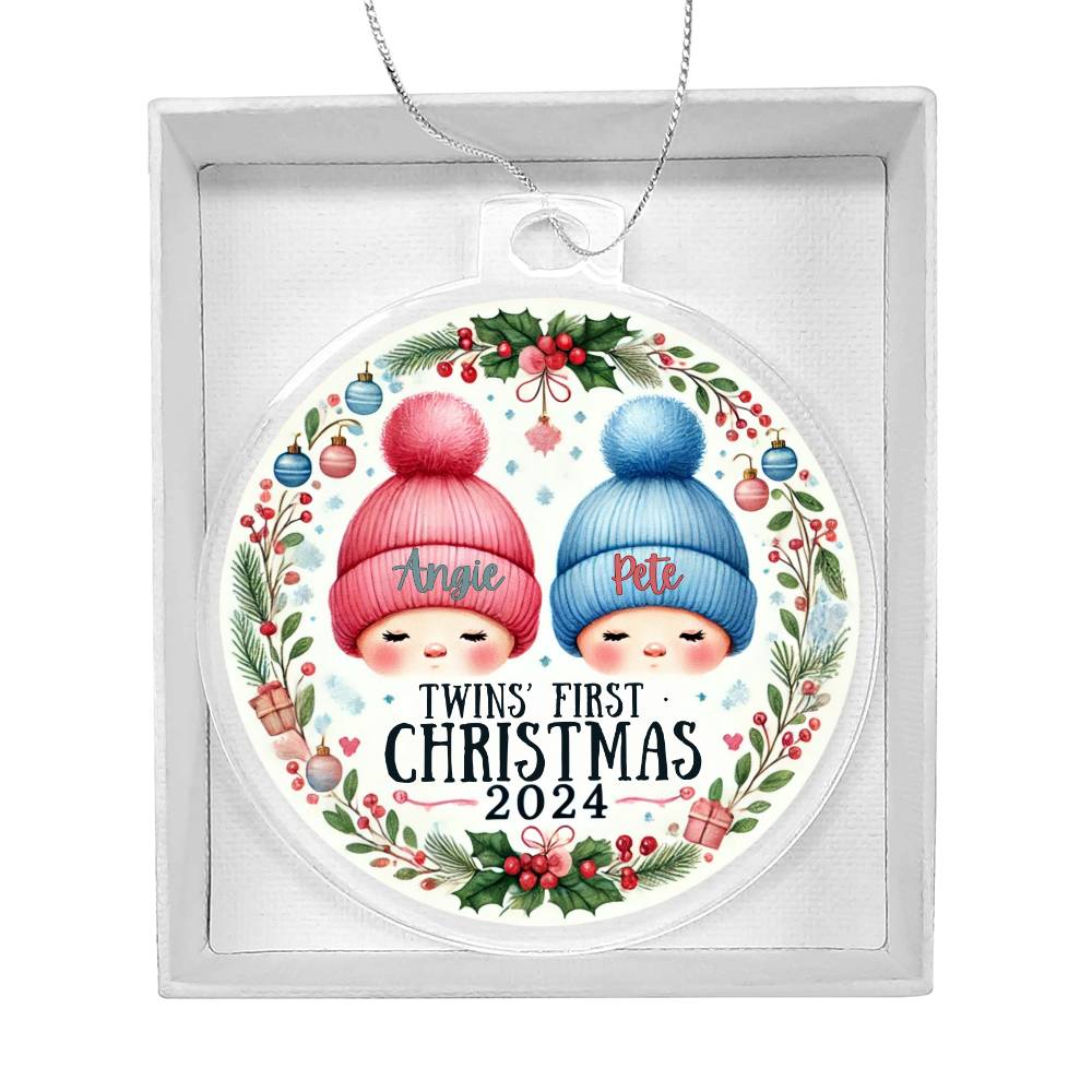 Personalized Gift For Twin Boys First Christmas Custom Ornament for Newborn Babies With Their Names