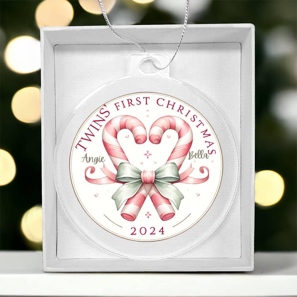 Personalized Gift For Twin Boys First Christmas Custom Ornament for Newborn Babies With Their Names