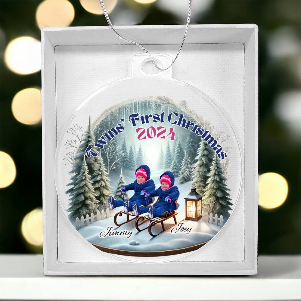 Personalized Gift For Twin Boys Sons First Christmas Custom Ornament for Newborn Babies With Their Names Year Holiday Tree Decor Keepsake Family