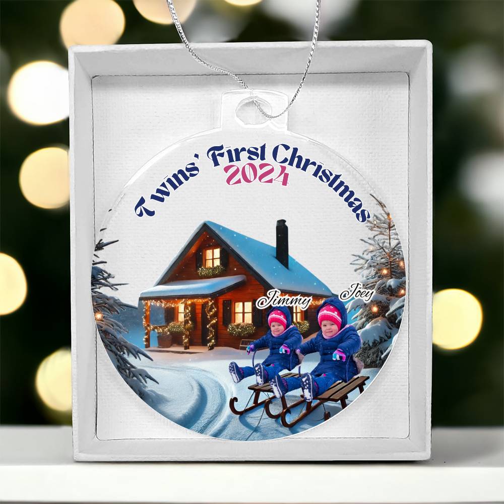 Personalized Gift For Twin Boys Sons First Christmas Custom Ornament for Newborn Babies With Their Names