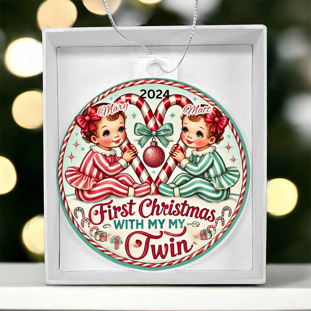 Personalized Gift For Twin Girls Daughters First Christmas Custom Ornament for Newborn Babies With Their Names