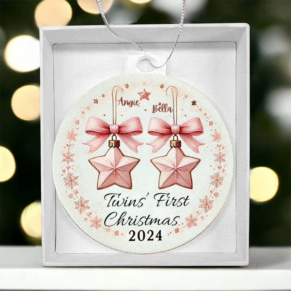 Personalized Gift For Twin Boys First Christmas Custom Ornament for Newborn Babies With Their Names