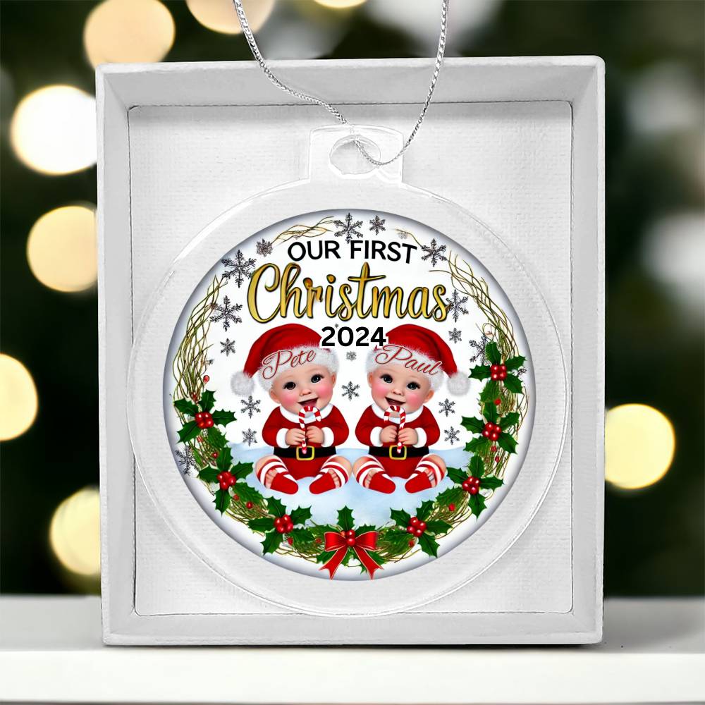 Personalized Gift For Twin Boys First Christmas Custom Ornament for Newborn Babies With Their Names