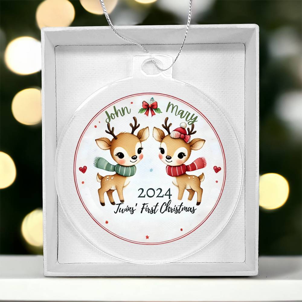 Personalized Gift For Twin Boys First Christmas Custom Ornament for Newborn Babies With Their Names