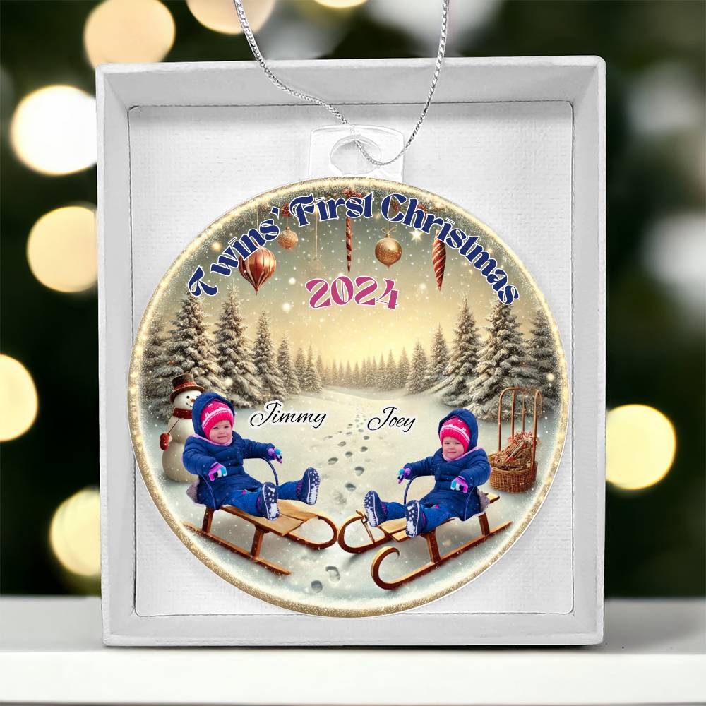 Personalized Gift For Twin Boys Sons First Christmas Custom Ornament for Newborn Babies With Their Names