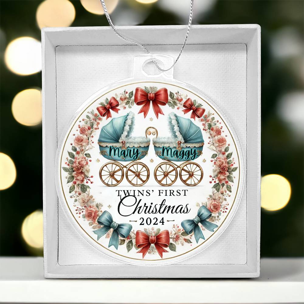 Personalized Gift For Twin Boys First Christmas Custom Ornament for Newborn Babies With Their Names