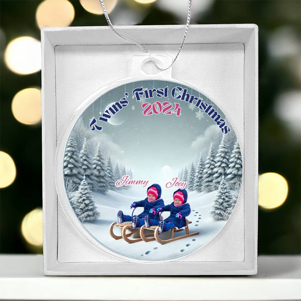 Personalized Gift For Twin Boys Sons First Christmas Custom Ornament for Newborn Babies With Their Names Year Holiday Tree Decor Keepsake Family