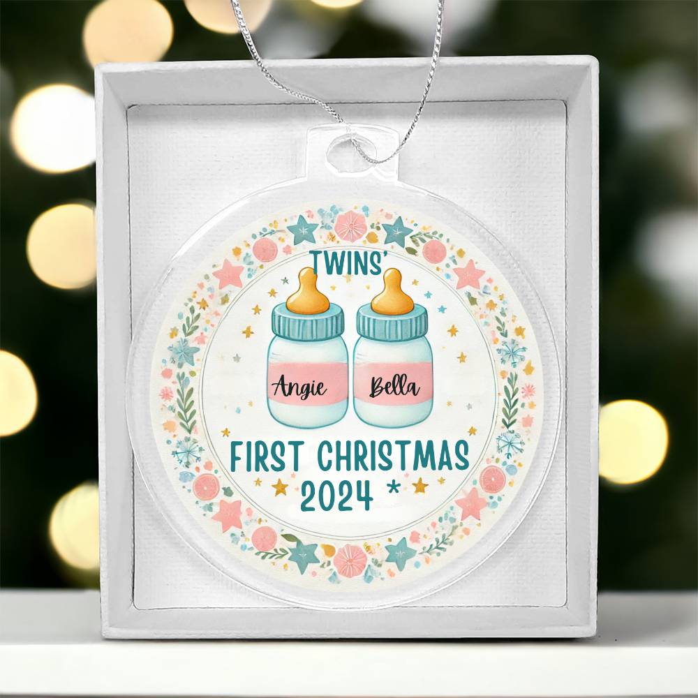 Personalized Gift For Twin Boys First Christmas Custom Ornament for Newborn Babies With Their Names