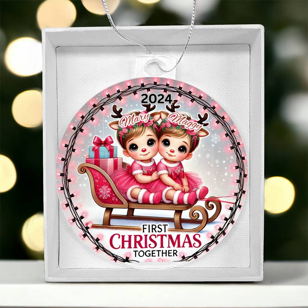 Personalized Gift For Twin Boys Sons First Christmas Custom Ornament for Newborn Babies With Their Names