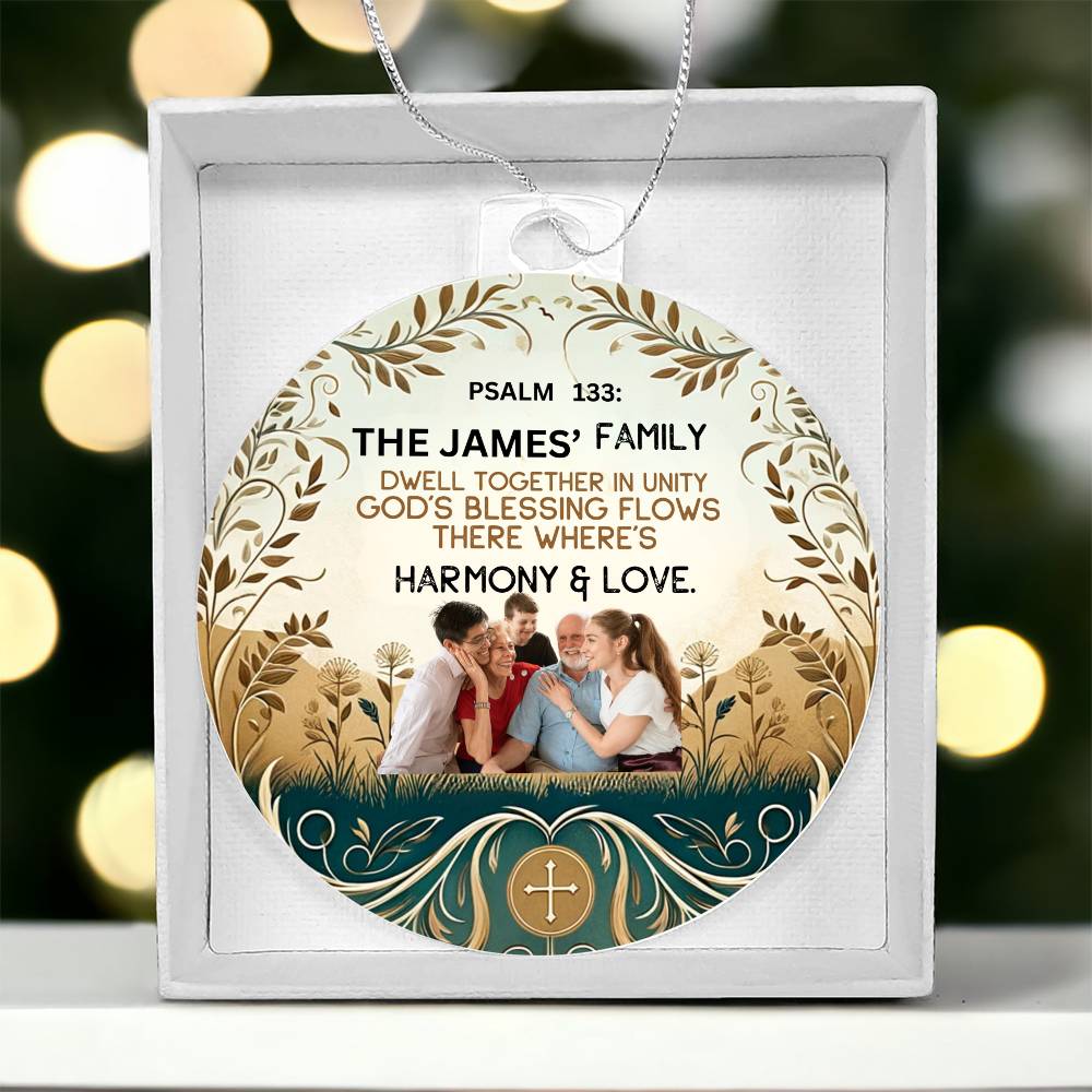 Personalized Bible Keepsake Family Photo Name Religious Christmas Decoration Inspirational Holiday Gift Spiritual Home Decor Bible Ornament