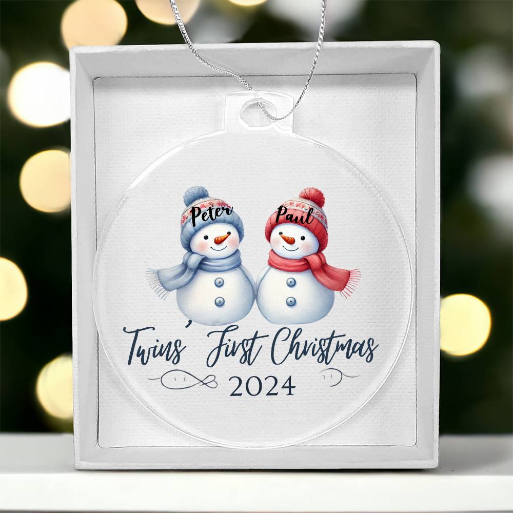 Personalized Gift For Twin Boys First Christmas Custom Ornament for Newborn Babies Names Year Holiday Tree Decor Keepsake Family