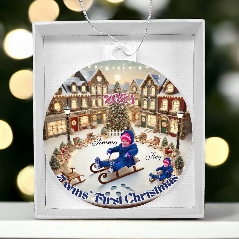 Personalized Gift For Twin Boys Sons First Christmas Custom Ornament for Newborn Babies With Their Names