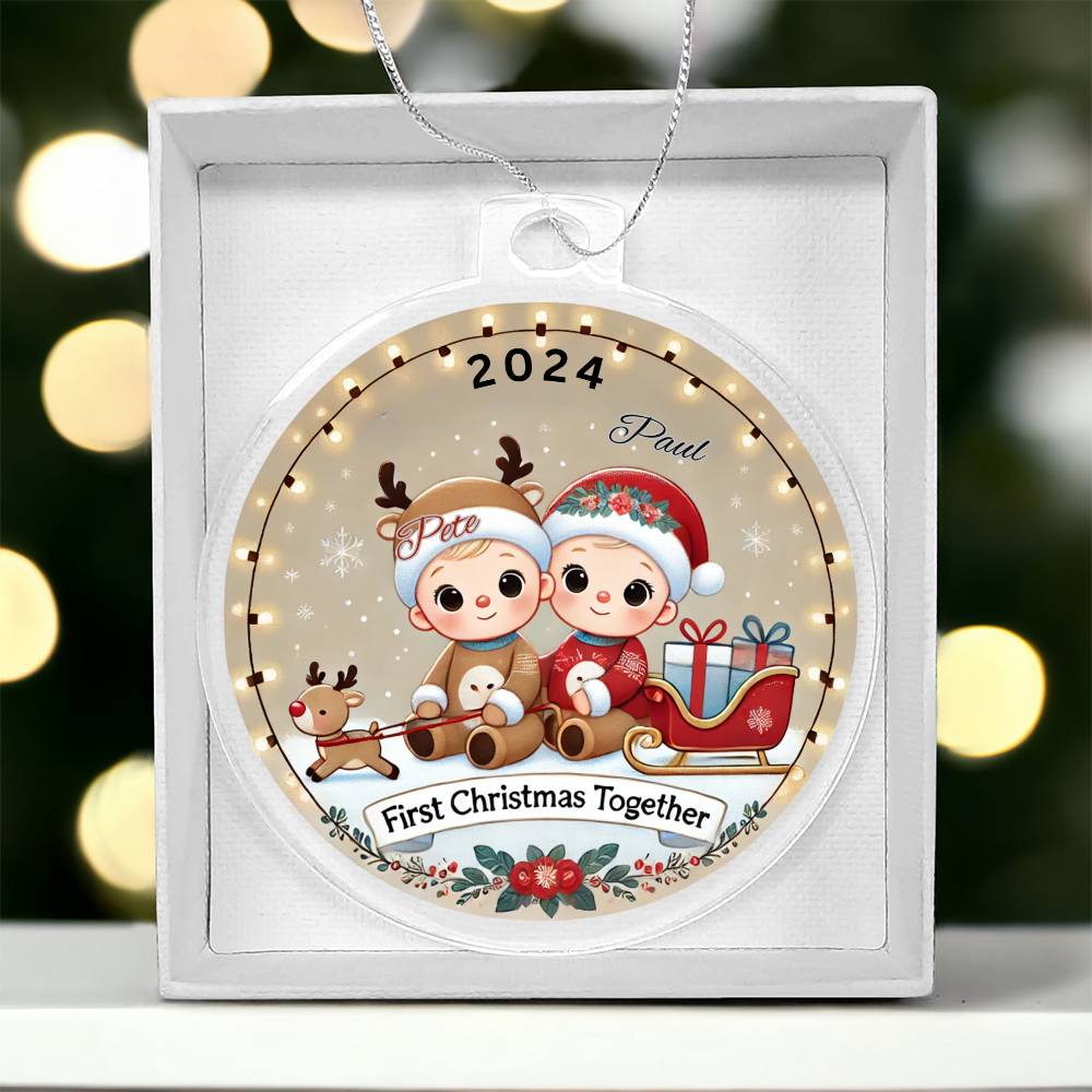 Personalized Gift For Twin Boys First Christmas Custom Ornament for Newborn Babies With Their Names