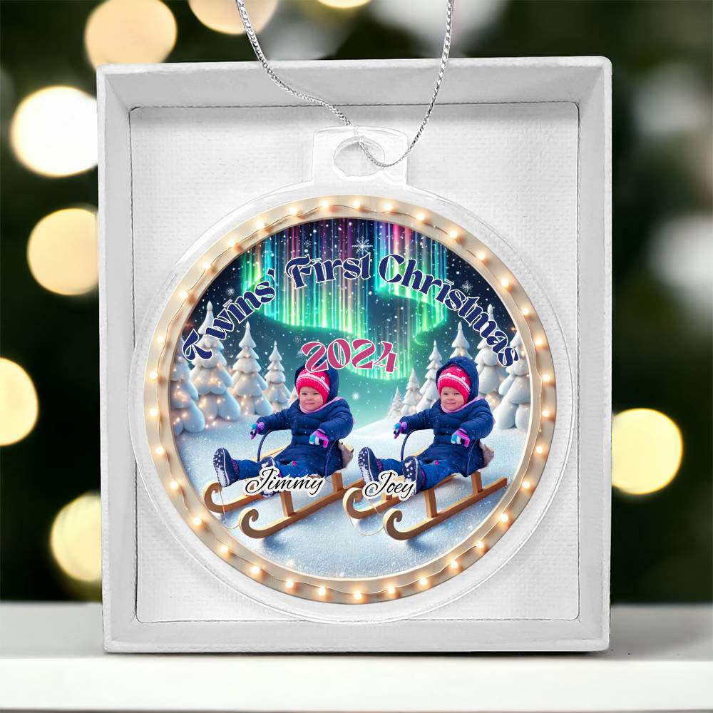 Personalized Gift For Twin Boys Sons First Christmas Custom Ornament for Newborn Babies With Their Names