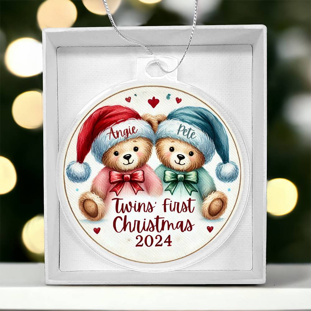 Personalized Gift For Twin Boys First Christmas Custom Ornament for Newborn Babies With Their Names Year Holiday Tree Decor Keepsake Family