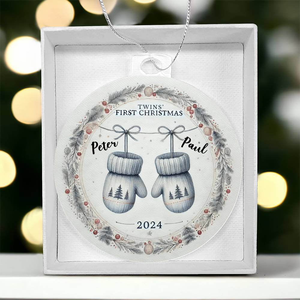 Personalized Gift For Twin Boys First Christmas Custom Ornament for Newborn Babies With Their Names Year Holiday Tree Decor Keepsake Family