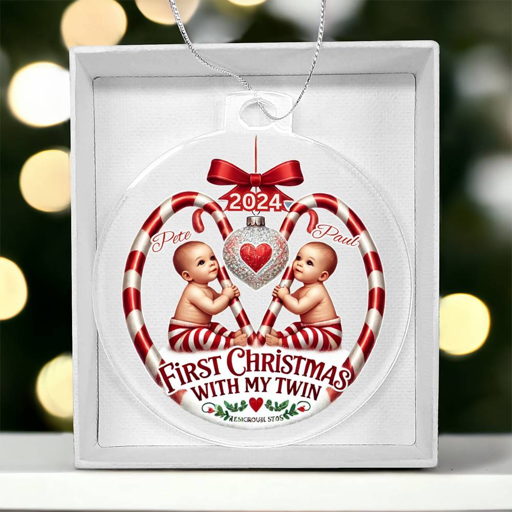 Personalized Gift For Twin Boys Sons First Christmas Custom Ornament for Newborn Babies With Their Names