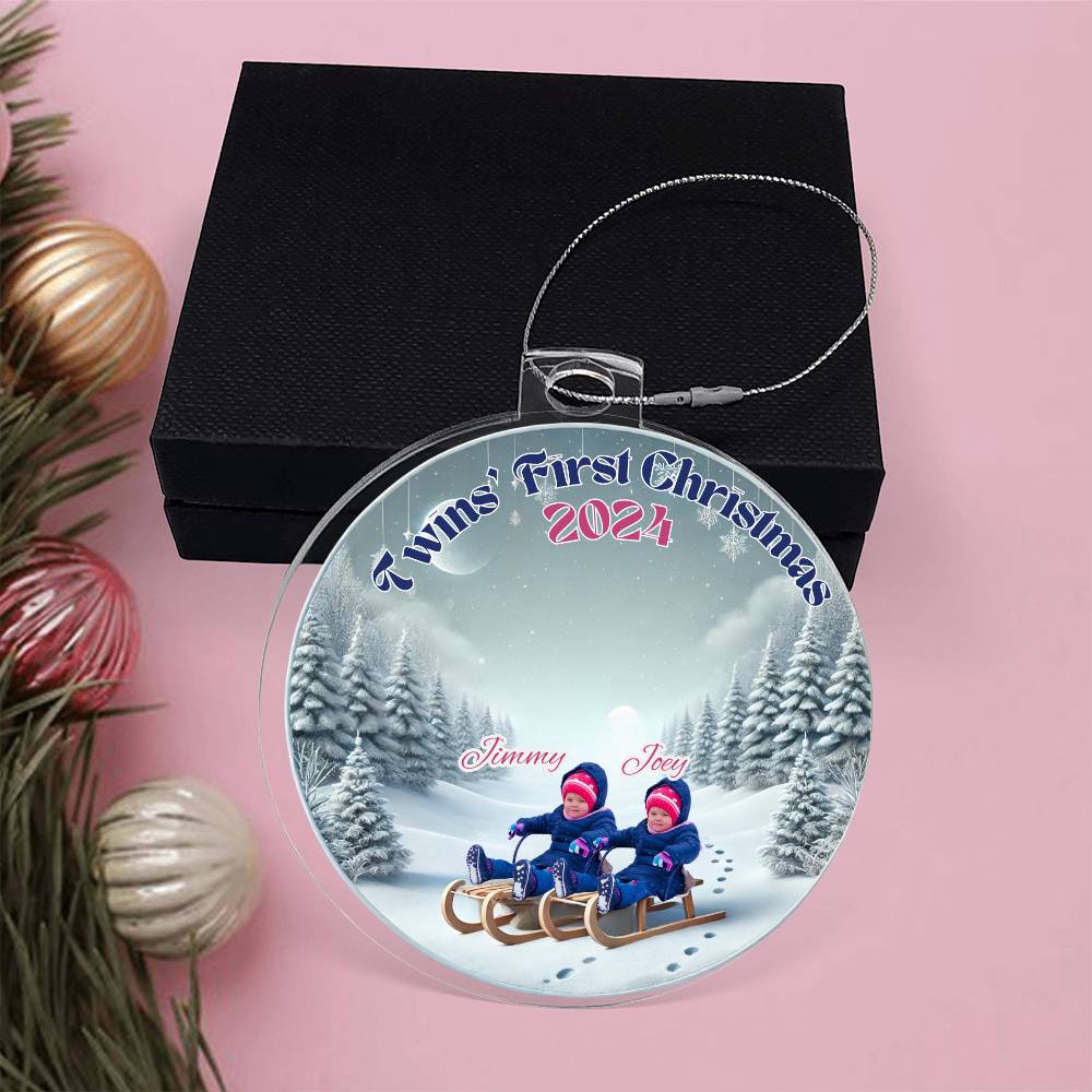 Personalized Gift For Twin Boys Sons First Christmas Custom Ornament for Newborn Babies With Their Names Year Holiday Tree Decor Keepsake Family