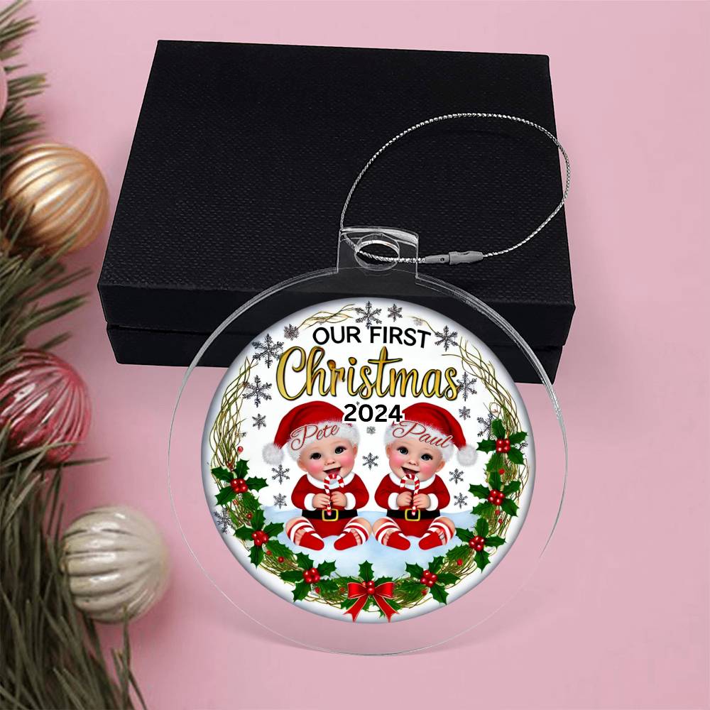 Personalized Gift For Twin Boys First Christmas Custom Ornament for Newborn Babies With Their Names