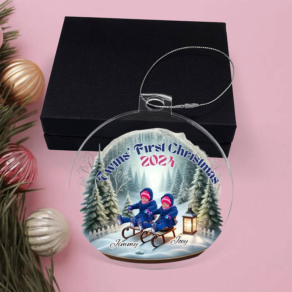 Personalized Gift For Twin Boys Sons First Christmas Custom Ornament for Newborn Babies With Their Names Year Holiday Tree Decor Keepsake Family