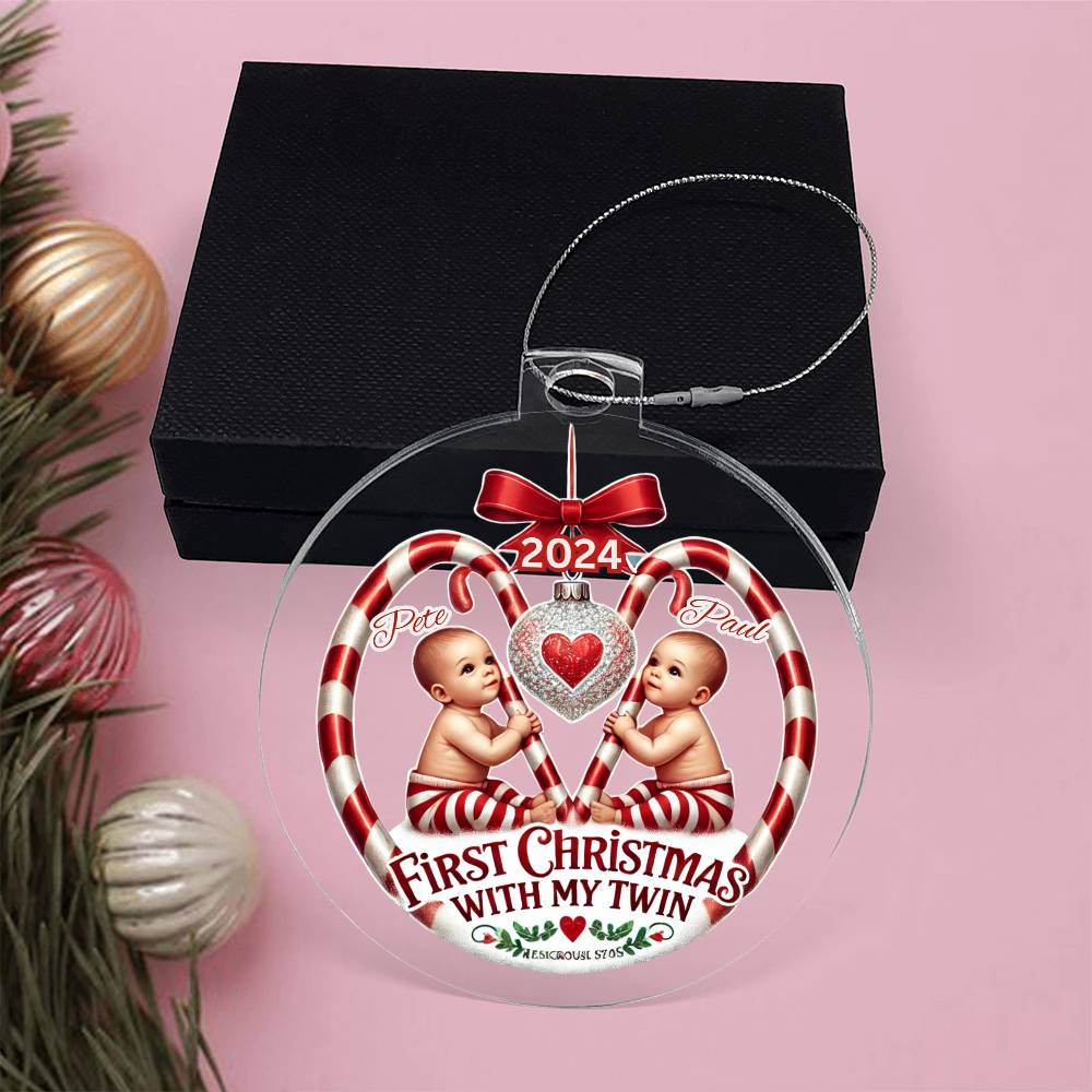 Personalized Gift For Twin Boys Sons First Christmas Custom Ornament for Newborn Babies With Their Names