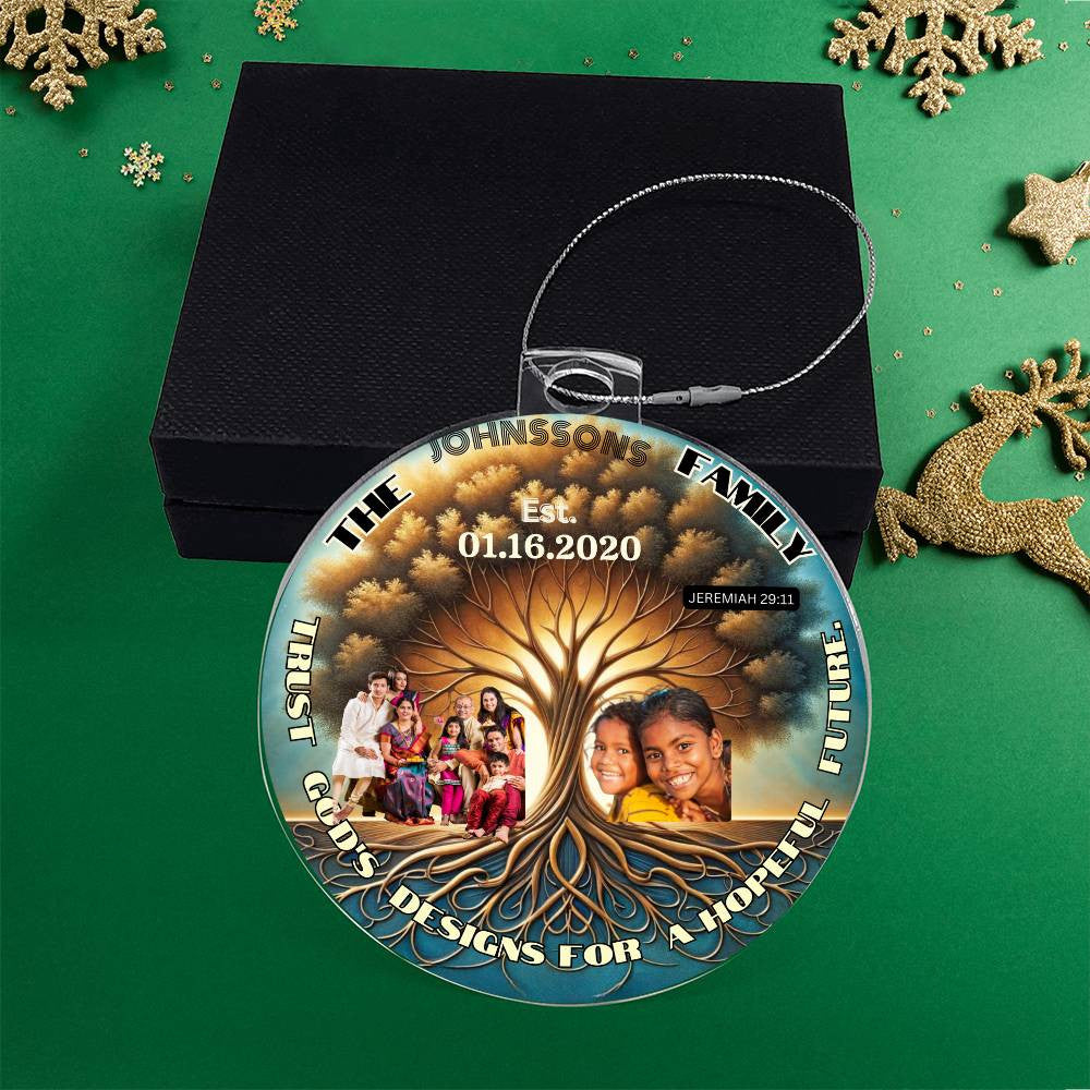 Custom Bible Ornament Family Photo Name Religious Holiday Decor Spiritual Christmas Gift Inspirational Keepsake Christian Family Ornament