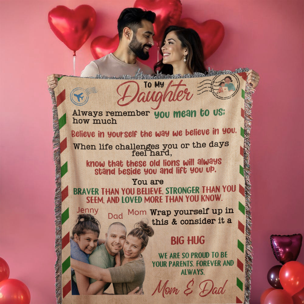 A Letter to Daughter from Parents photo name heirloom, sherpa or fleece vintage photo blanket