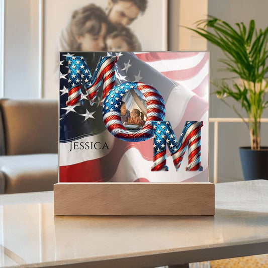 A Patriotic Custom Acrylic Plaque for Mom