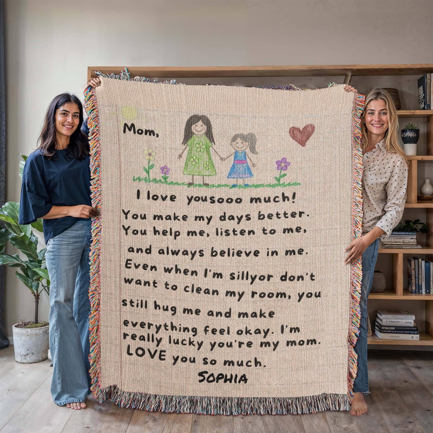 Personalized Mom Blanket from Daughter | Handwritten Letter Blanket | Custom Name Gift for Mom | Emotional Gift for Mother