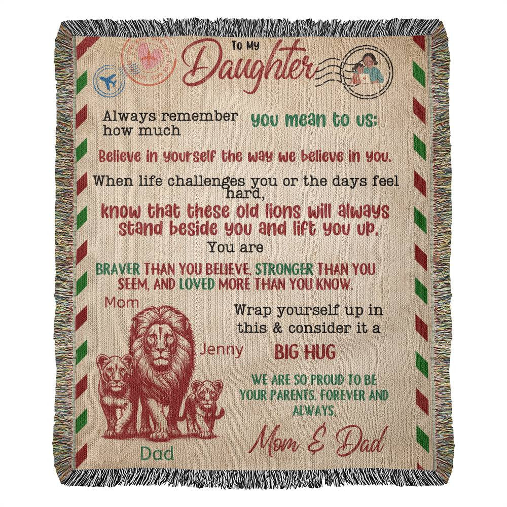 A Letter to Daughter from Mom photo name heirloom, sherpa or fleece vintage red lion blanket