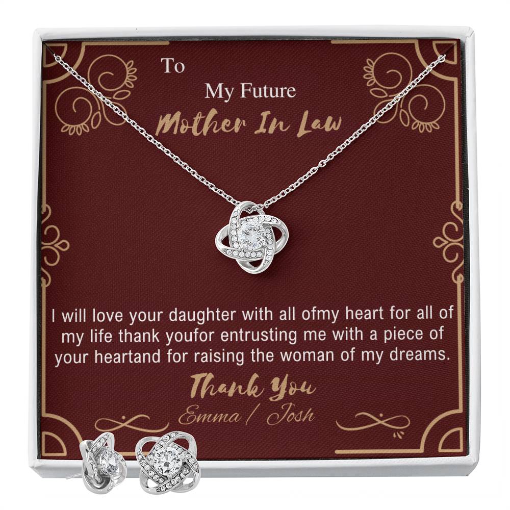 A Love Knot Earring & Necklace Set for Mom