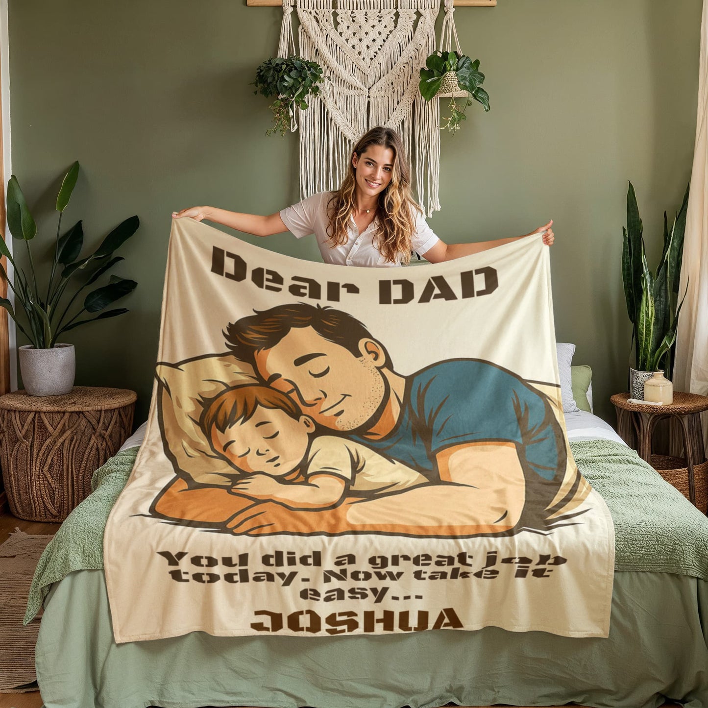 CUSTOM DAD'S LOVE Sherpa, Fleece, Woven Blanket