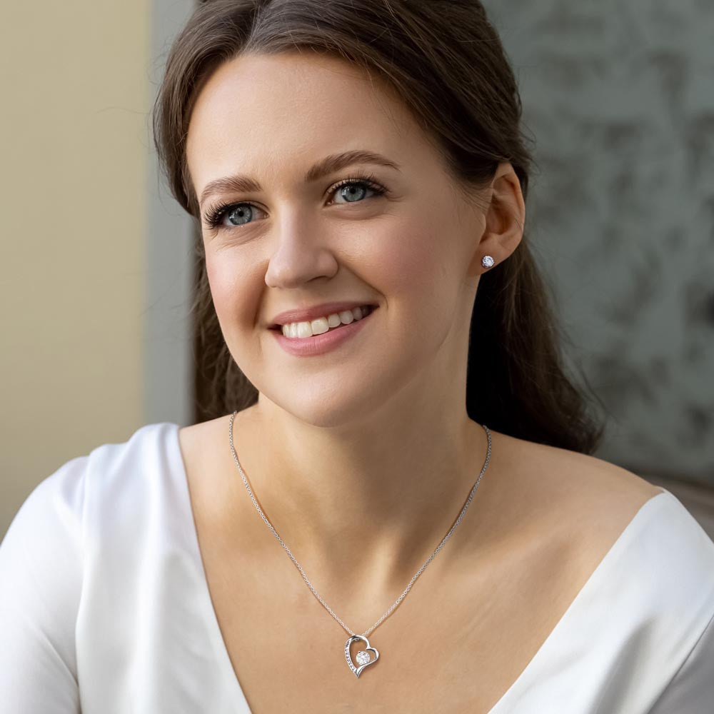 A Love Gift from Your Partner: boyfriend, Husband or Sweetheeart - a Forever Love bundle: Necklace + Clear CZ Earrings