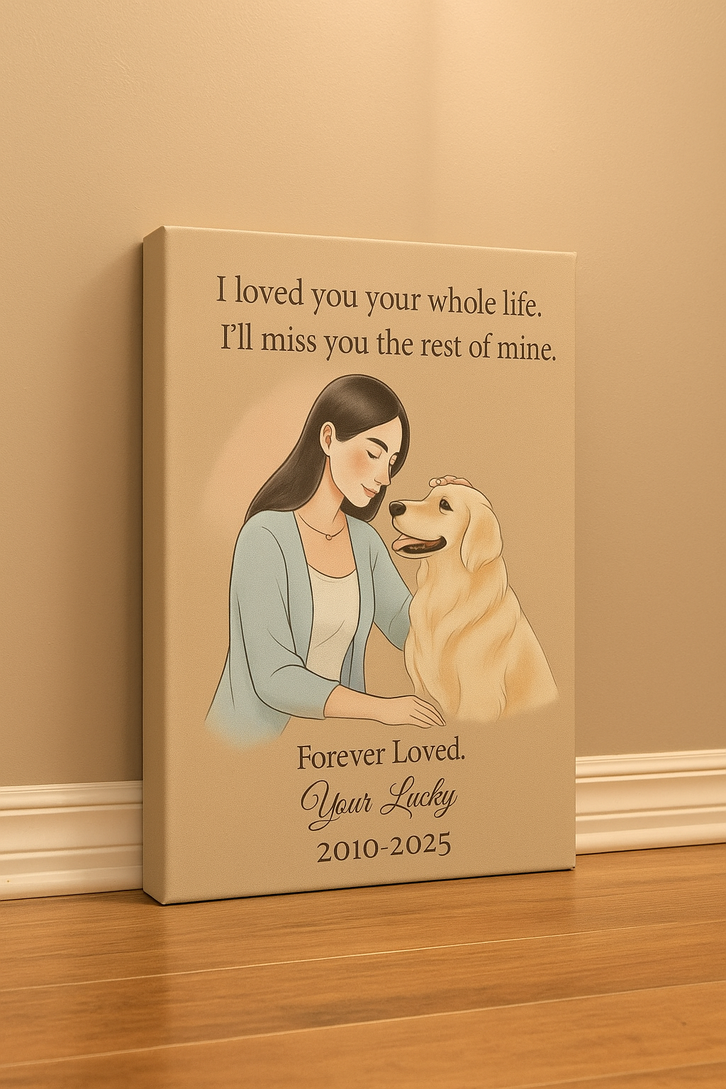 Forever in Her Heart: Personalized Dog Memorial Canvas for Mom