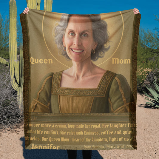 Queen Mom / King Dad Custom Royal Portrait Blanket – Upload Photo & Get Live Preview | Woven, Sherpa & Fleece