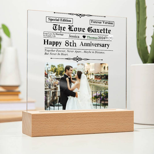 A Personalized Love Gazette Acrylic Square Plaque