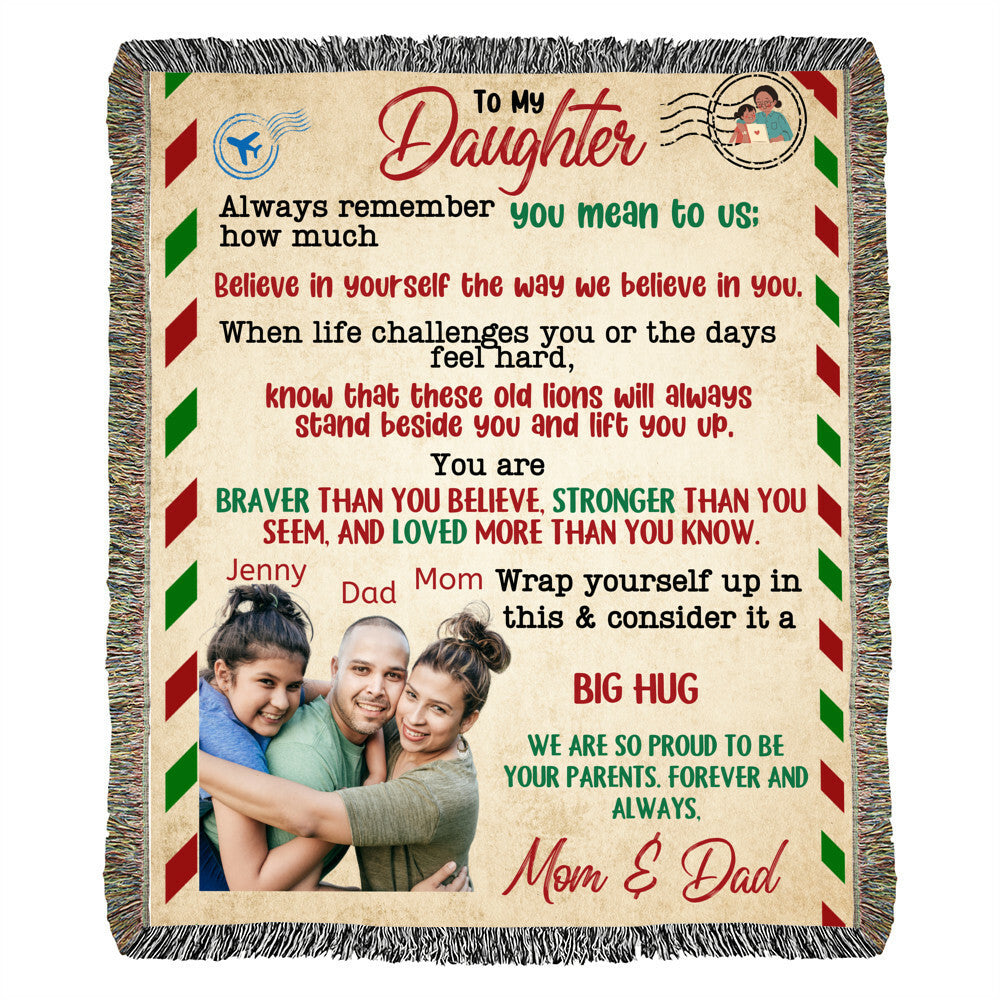 A Letter to Daughter from Parents photo name heirloom, sherpa or fleece vintage photo blanket