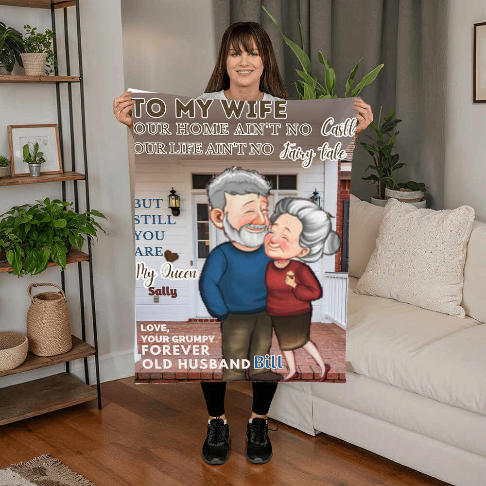 A No Castle Love Sherpa or Fleece Blanket for Older Couples