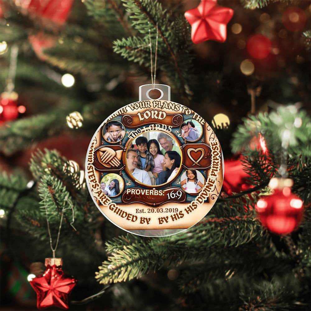 Custom Bible Ornament Family Photo Name Religious Holiday Decor Spiritual Christmas Gift Inspirational Keepsake Christian Family Plaque