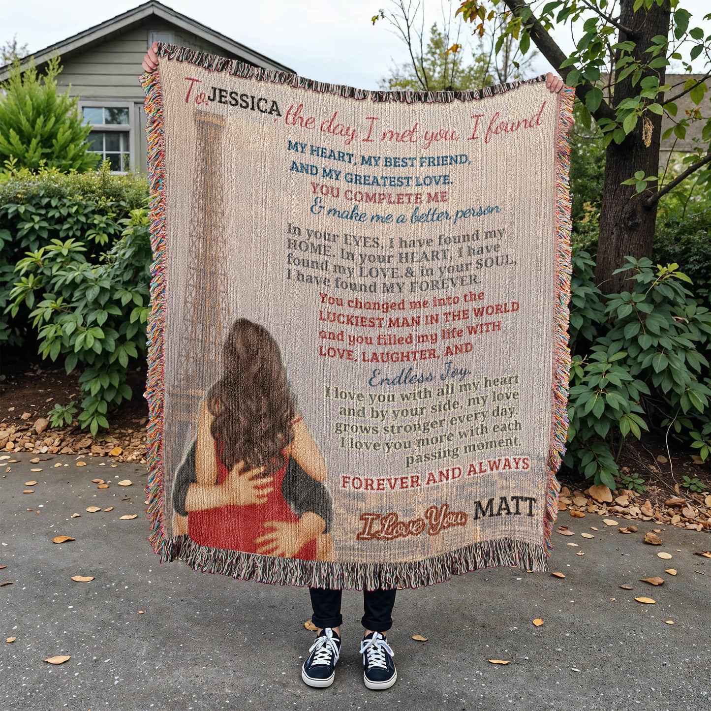 A Love Letter from Paris to My Wife, Partner or Girlfriend, a Sherpa, Fleece  or Woven Blanket
