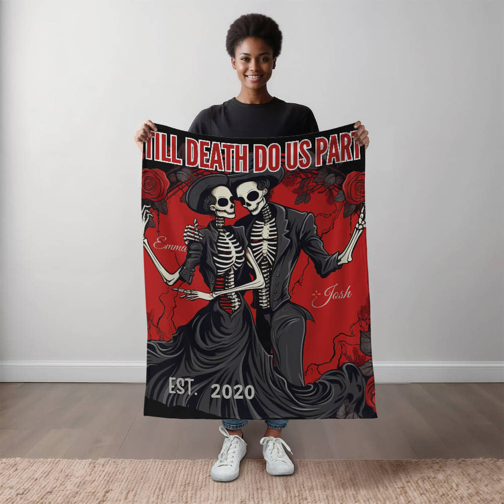 A Skeleton Love Sherpa or Fleece Blanket