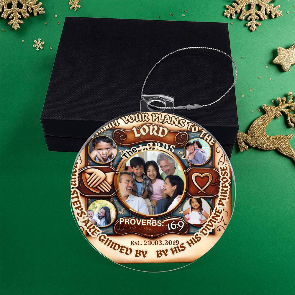 Custom Bible Ornament Family Photo Name Religious Holiday Decor Spiritual Christmas Gift Inspirational Keepsake Christian Family Plaque